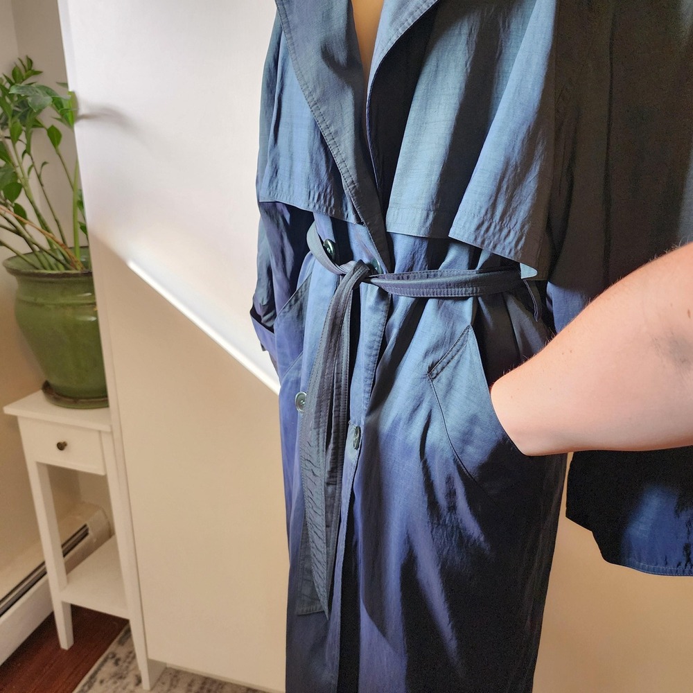 Forecaster of Boston Blue Green Iridescent Trench Coat Removable Liner 13/14 - Picture 4 of 11